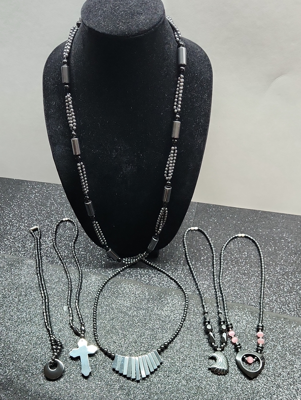 Black Hematite Beaded Necklace Bundle